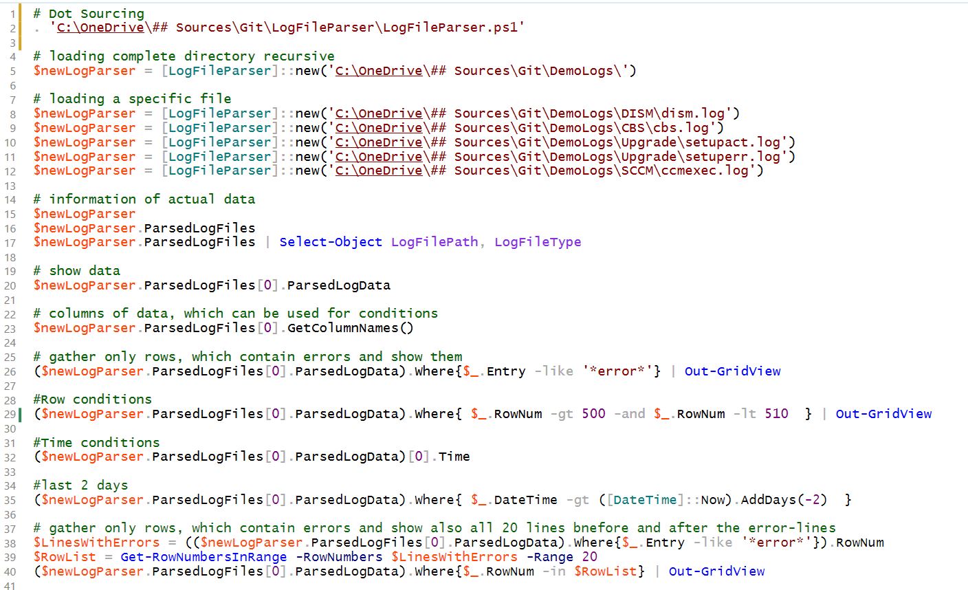 LogFileParser – Classes and Enums | Power in the shell